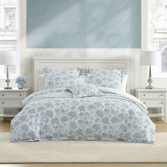 Bloom Denim Quilt Cover Set by Private Collection