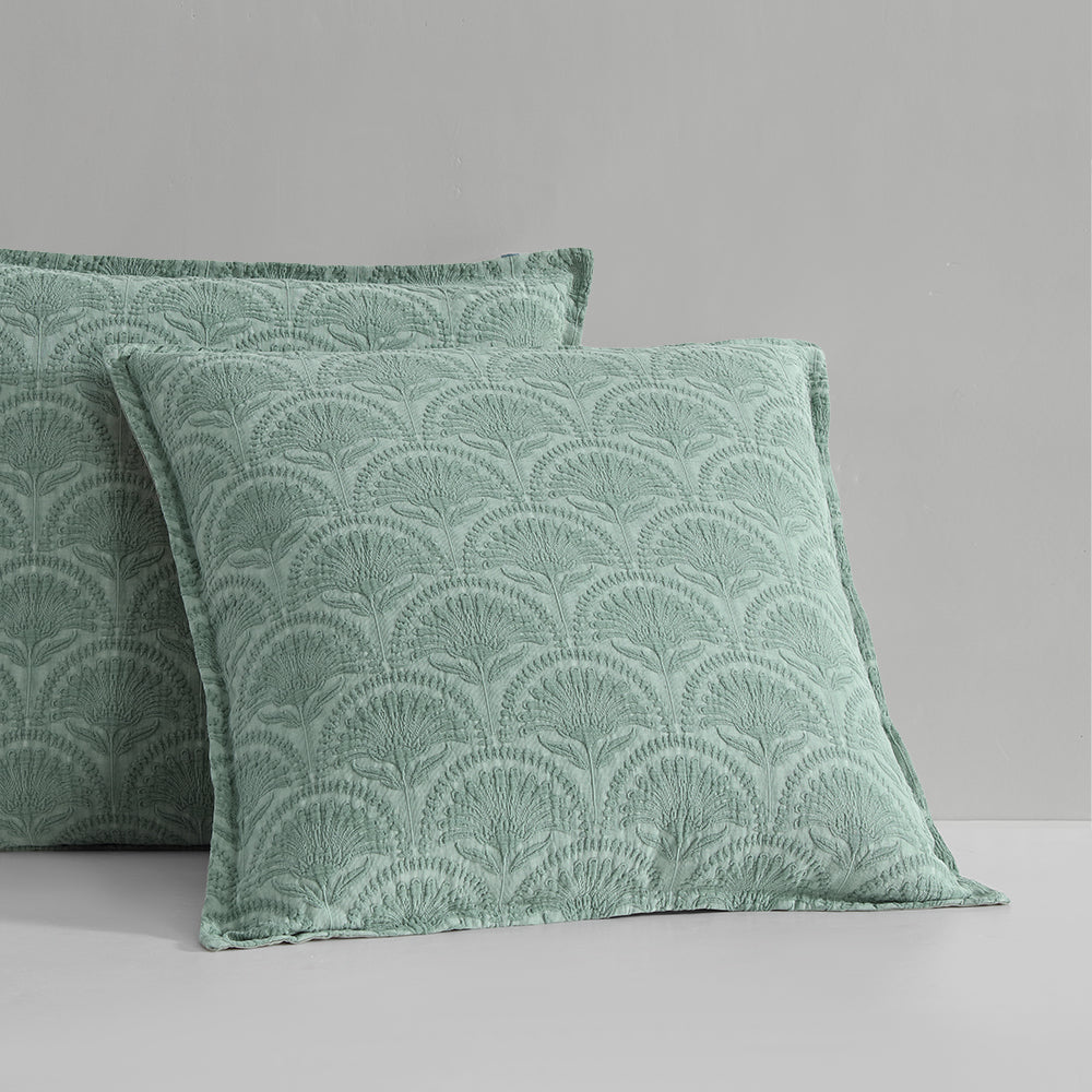 Palmera Sage European Pillowcase by Logan and Mason Platinum