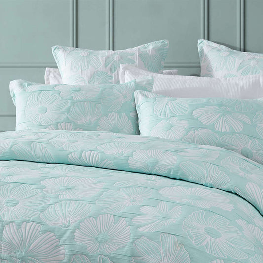 Poppi Aqua Quilt Cover Set by Logan and Mason Platinum