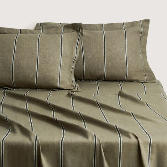 Abbotson Linen Stripe Thyme FLAT Sheet by Sheridan