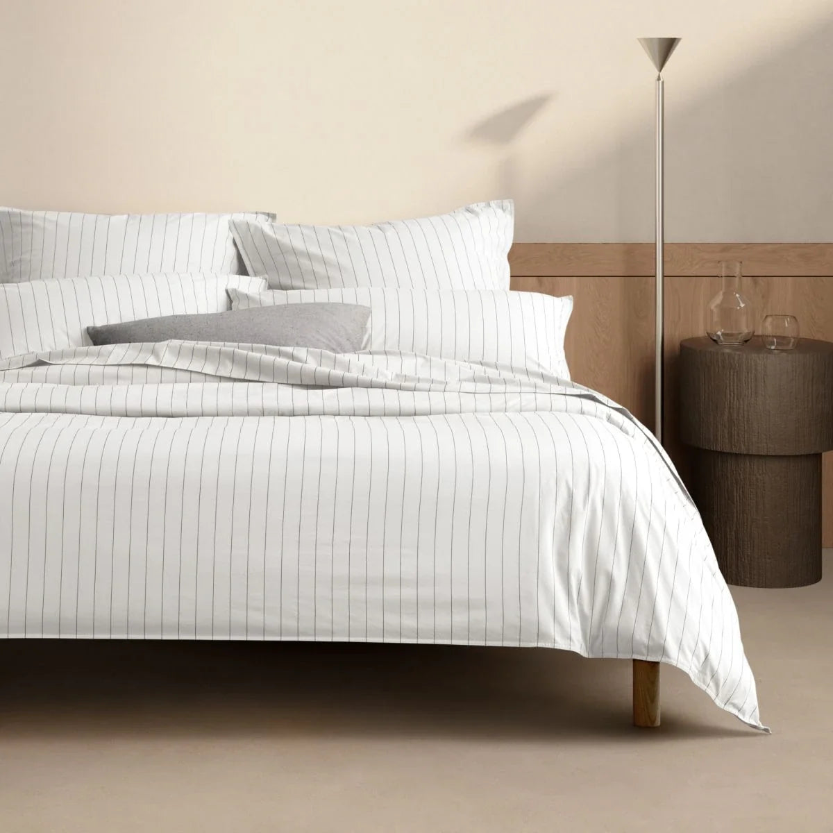 Bayley STRIPE White Tailored European Pillowcase Pair by Sheridan