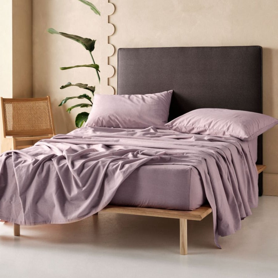 Flannelette Plain-Dyed Lavender Sheet Set by LINEN HOUSE
