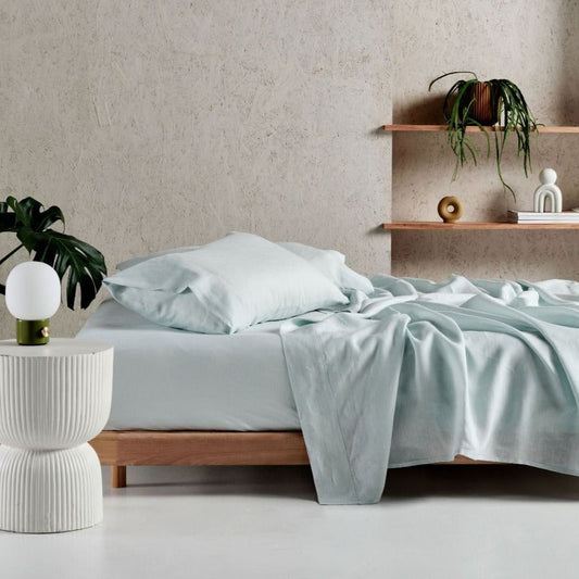 Nimes Pure Linen Sky SHEET SET by LINEN HOUSE