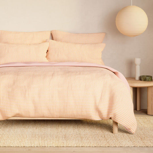 Romi Check Orange Sorbet Quilt Cover Set by Sheridan