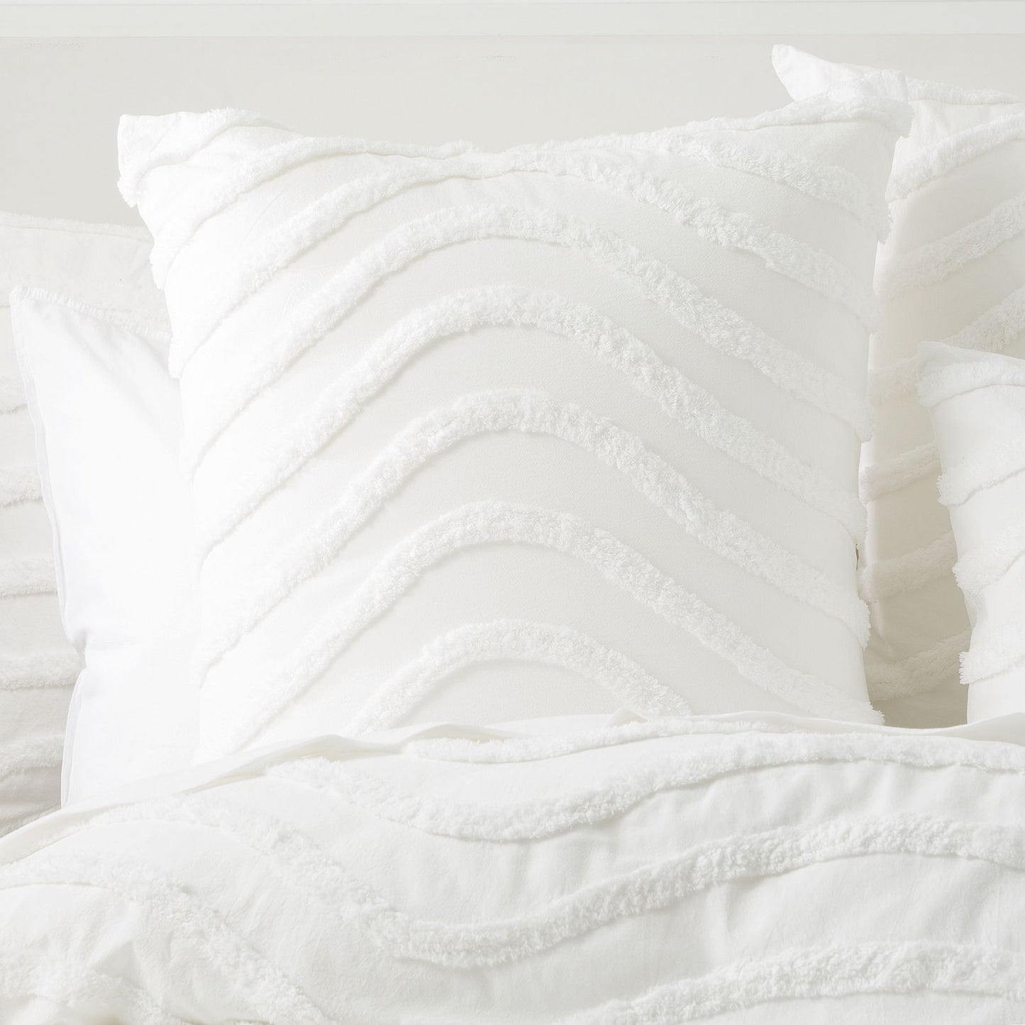 White Wave Cotton Quilt Cover Set by Cloud Linen
