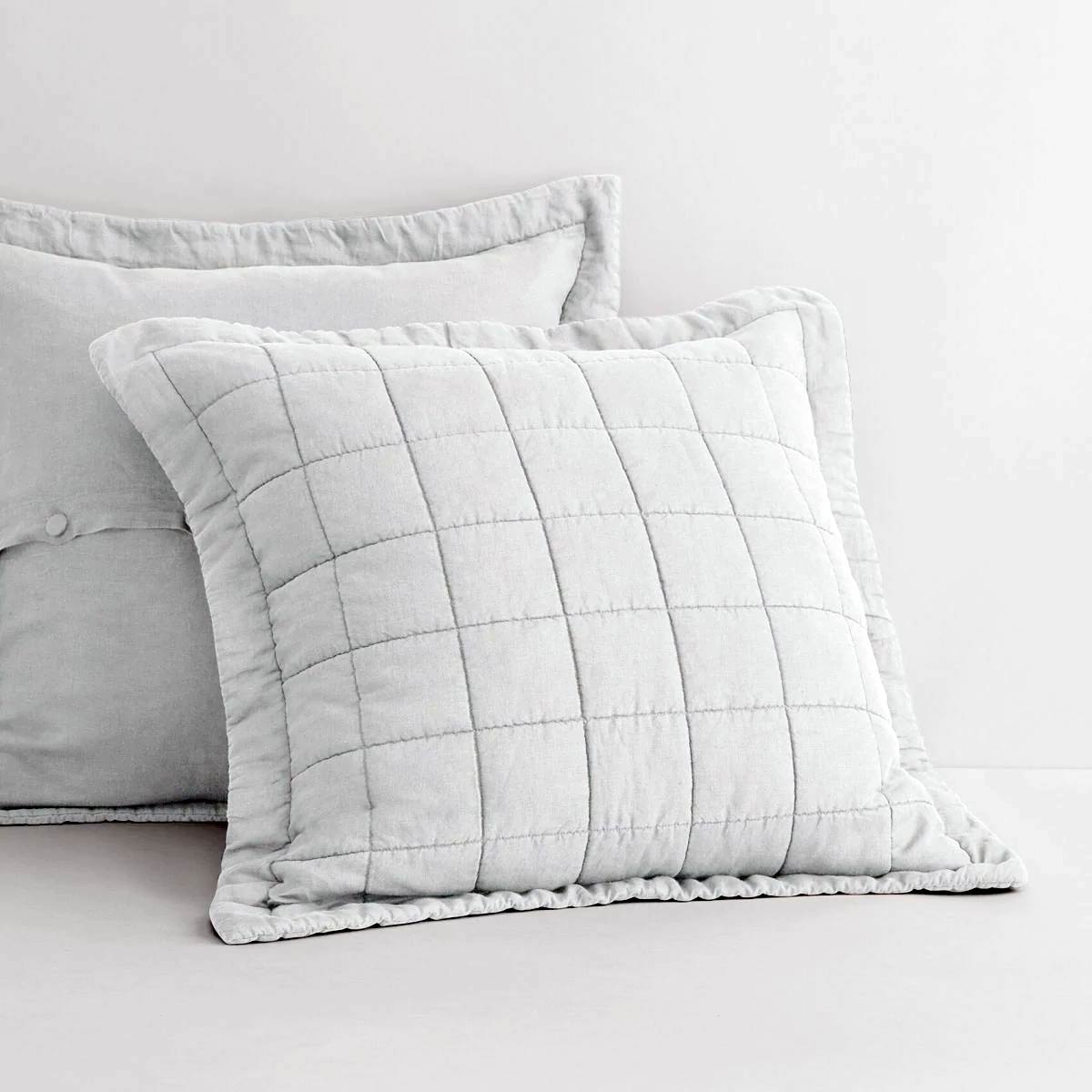 Abbotson Silver Linen Quilted European Pillowcase by Sheridan