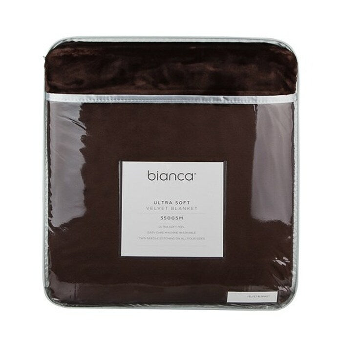 Ultra Soft Velvet Blanket 350gsm CHOCOLATE by Bianca