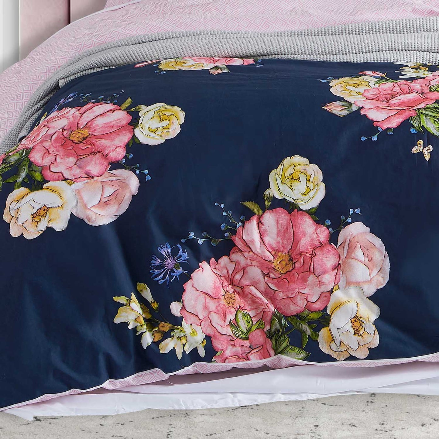Bouquet Navy Quilt Cover Set by Logan and Mason