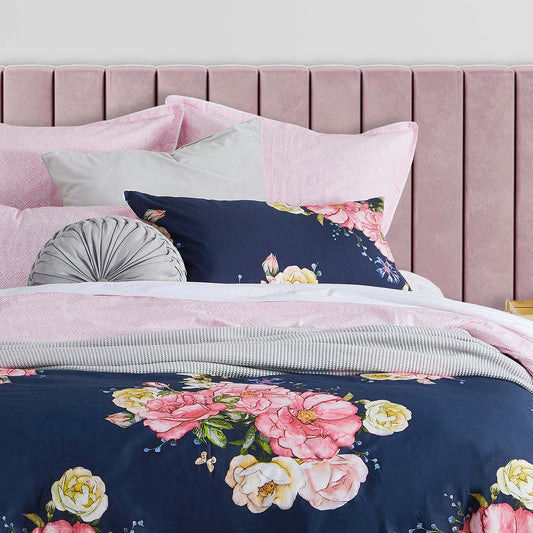 Bouquet Navy Quilt Cover Set by Logan and Mason