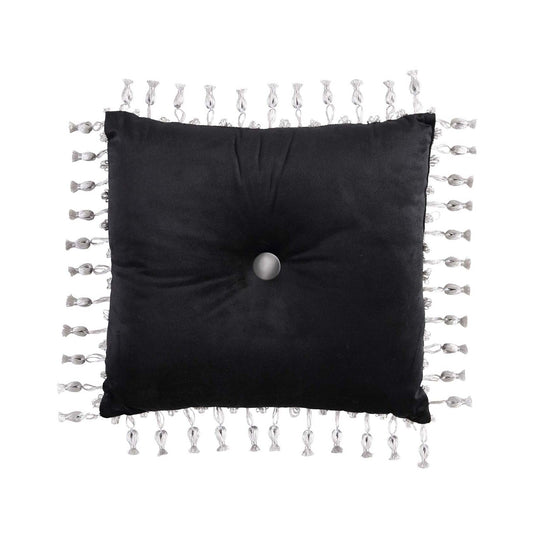 Chamonix Silver Centre Buttoned Square Cushion by Davinci