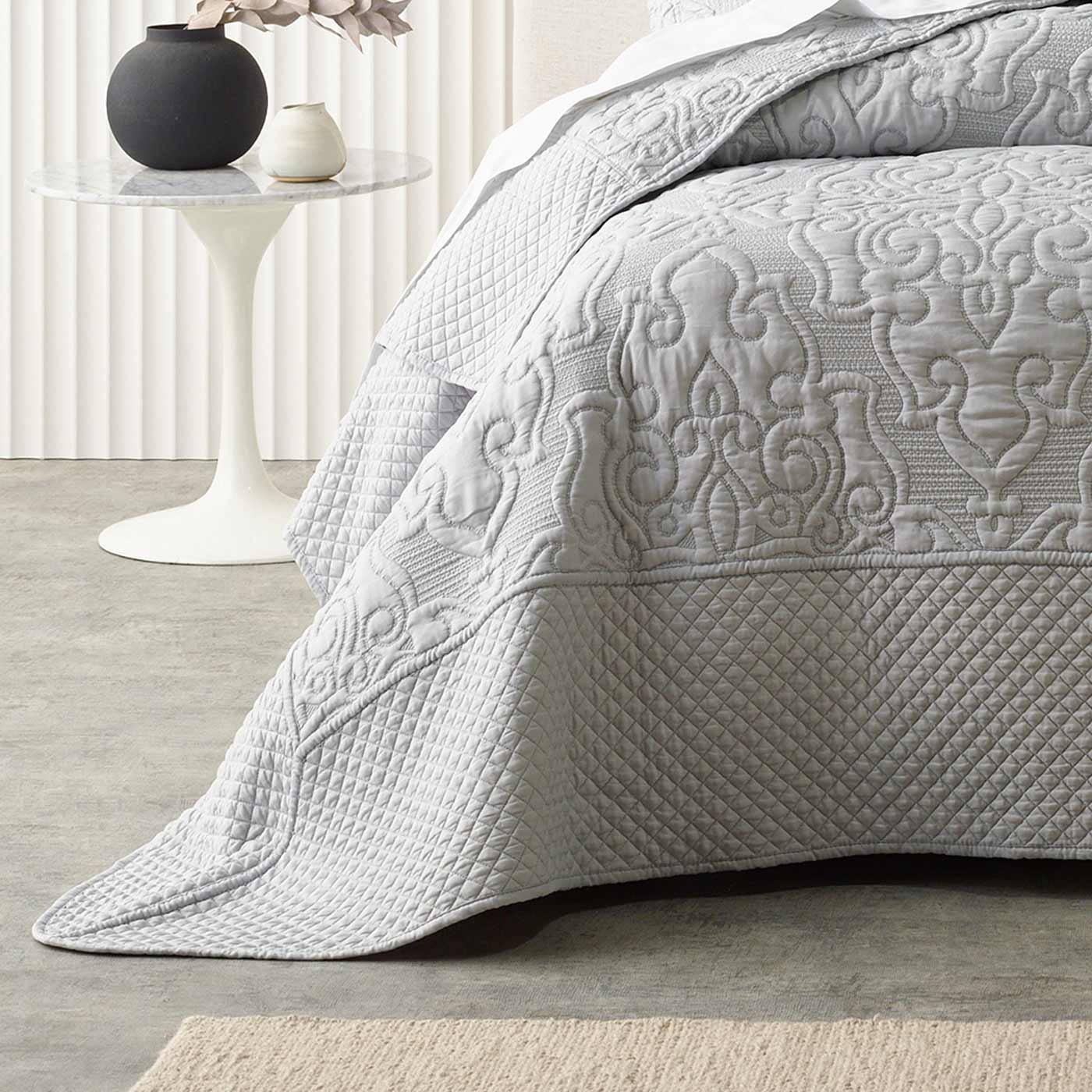 Laurent Silver Bedspread Set By Bianca