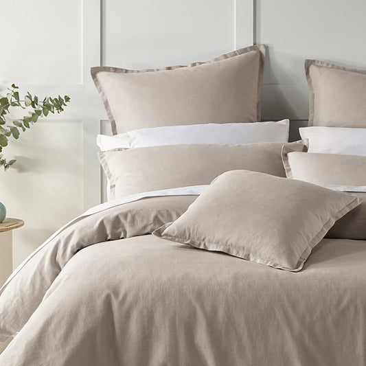 Wellington Oatmeal Linen Blend Quilt Cover Set by Bianca