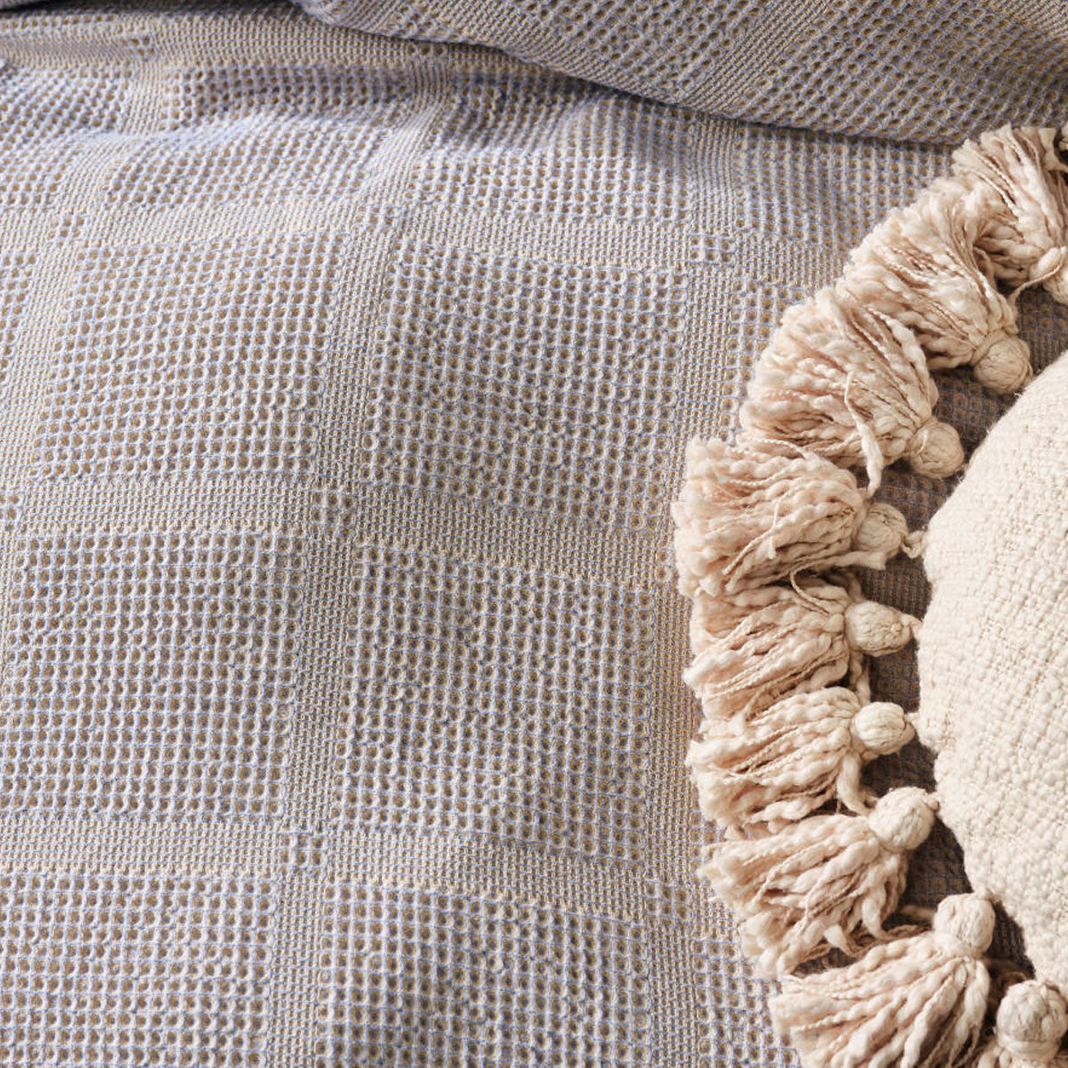 Galicia Blue-Sand Quilt Cover Set by Linen House