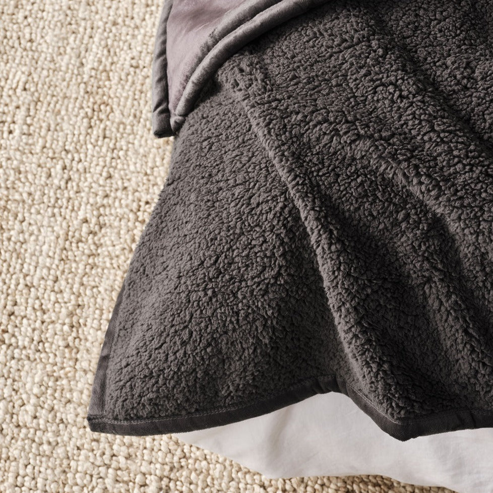 Sena Charcoal Blanket by Linen House