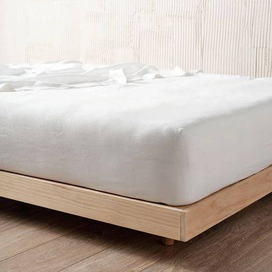 Nimes Pure Linen FITTED SHEET White by Linen House