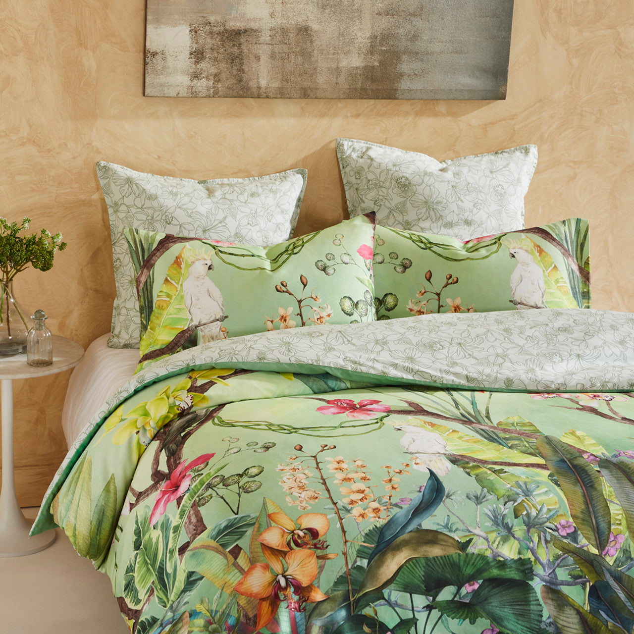 Aviary Green Quilt Cover Set by Logan & Mason