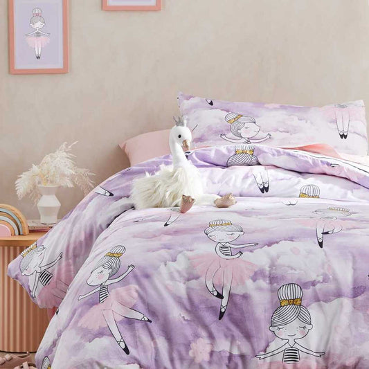 Dancing In The Clouds Pink Quilt Cover Set by Logan and Mason Kids