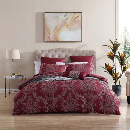 Lisbon Cabernet Quilt Cover Set by Logan and Mason Platinum