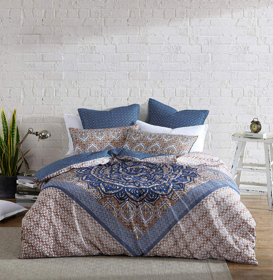 Melia Indigo Quilt Cover Set by Logan & Mason