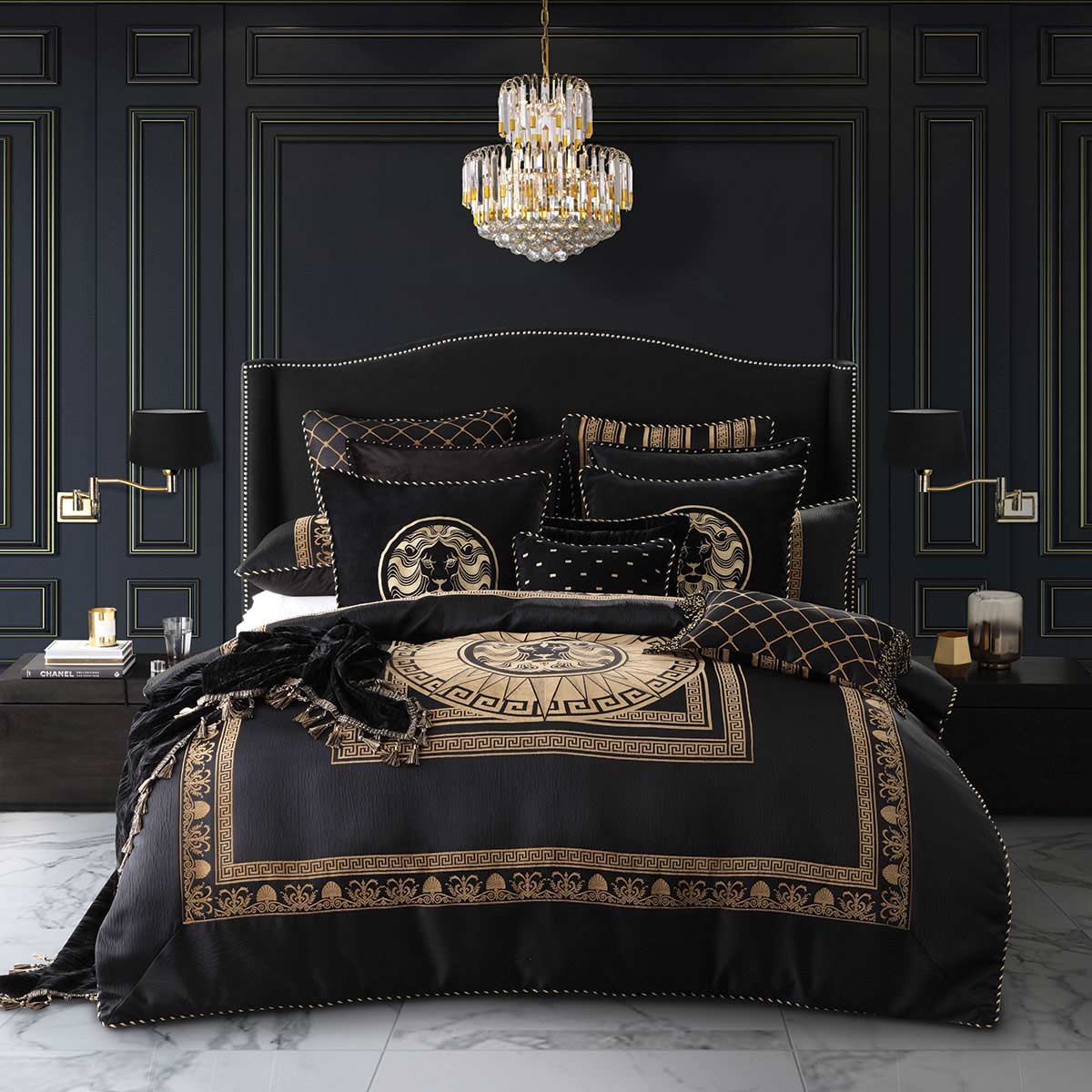 Massimo Black Quilt Cover Set by Davinci