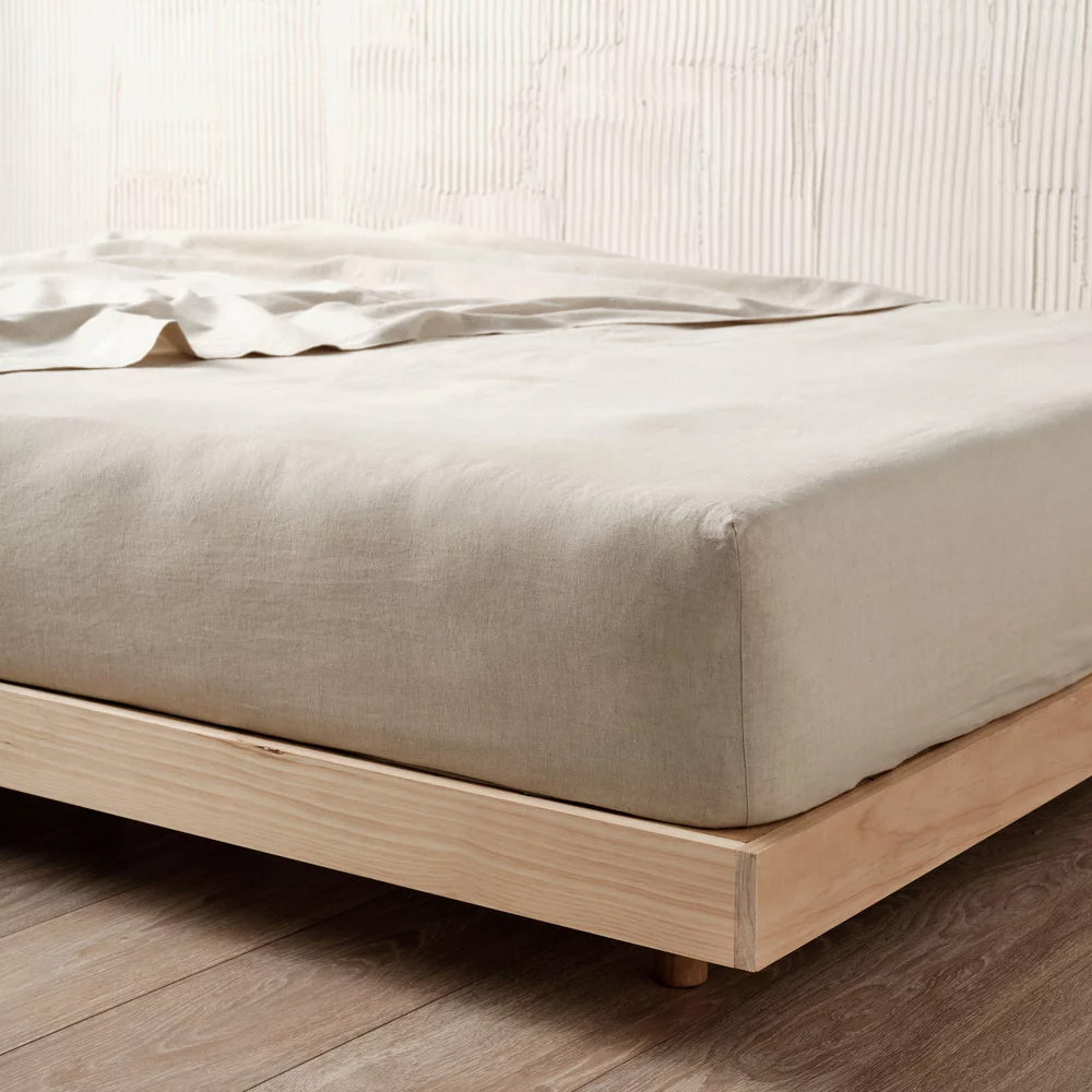 LINEN HOUSE Nimes Natural Pure Linen FITTED SHEET