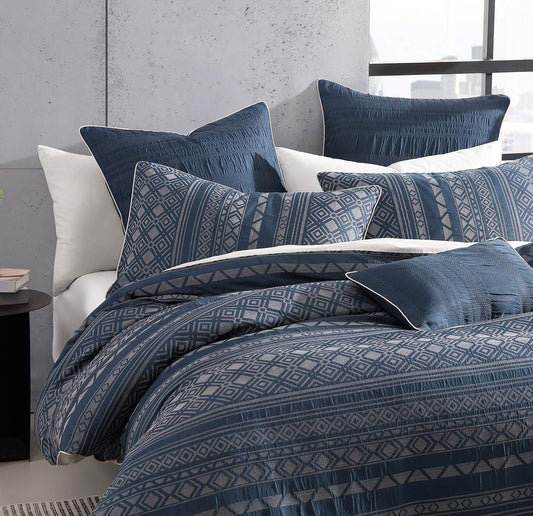 Orlando Indigo European Pillowcase by Logan and Mason Platinum