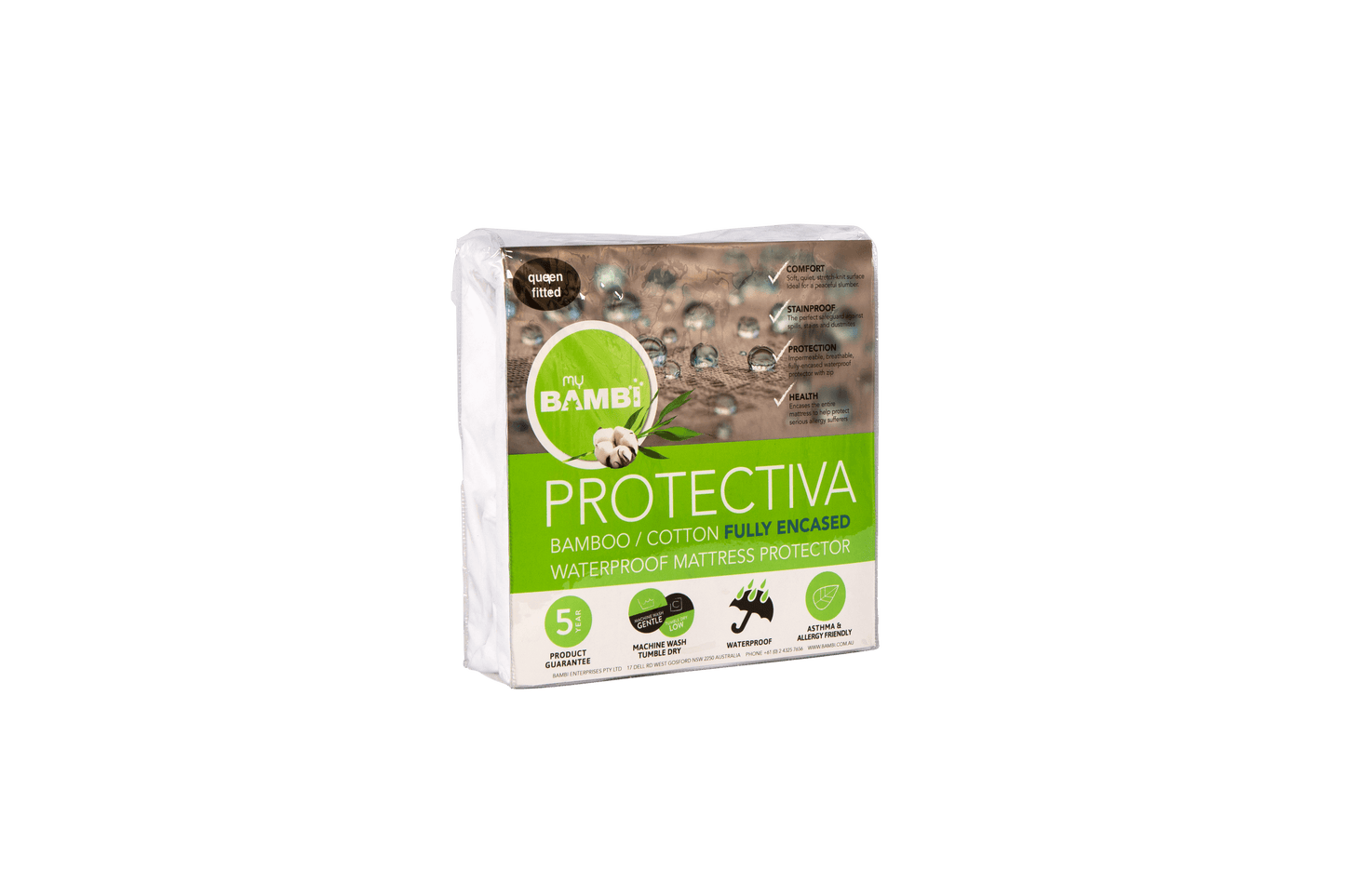Cotton/Bamboo Waterproof Mattress Protector – Fully Encased by Bambi