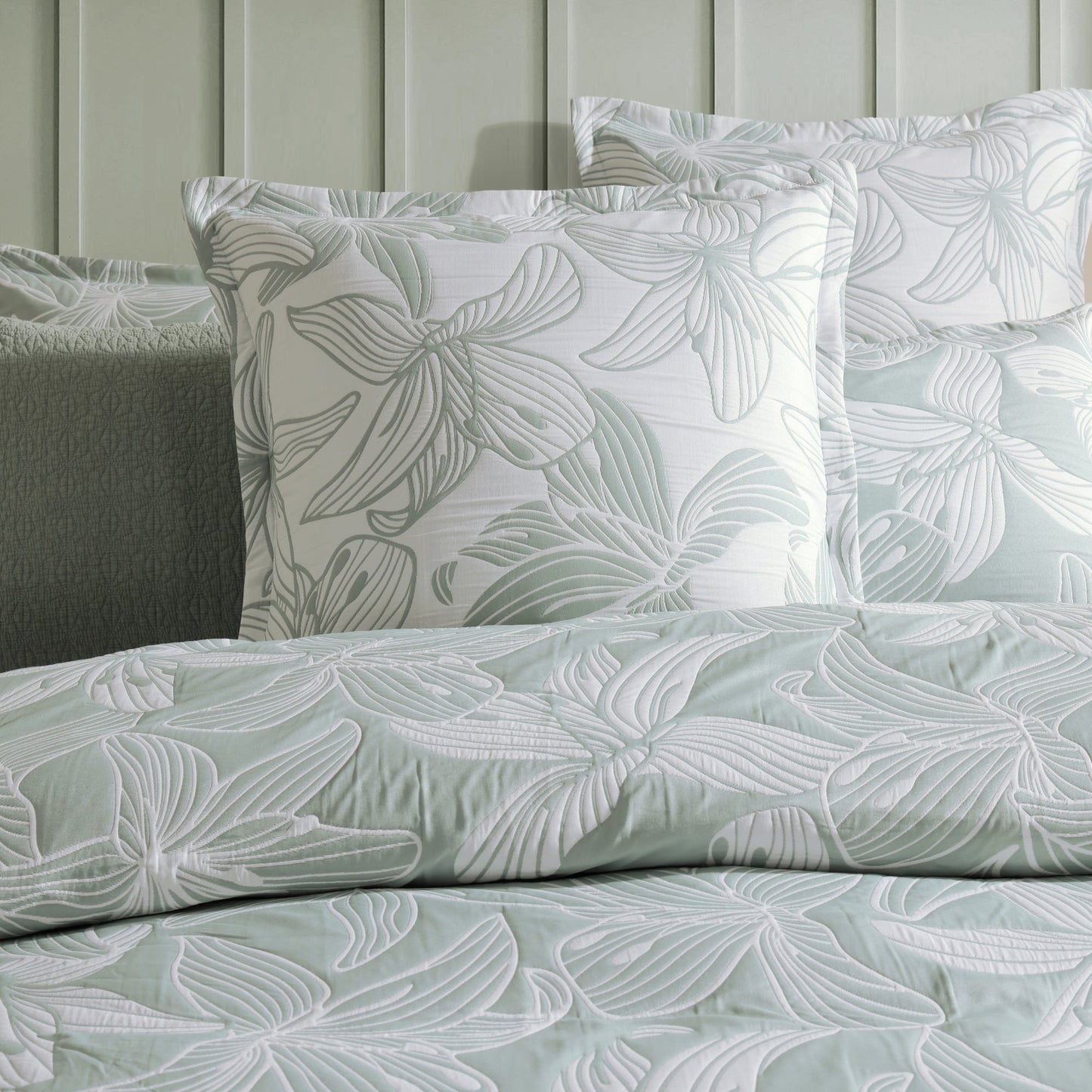 Grace Sage European Pillowcase by Logan and Mason Platinum