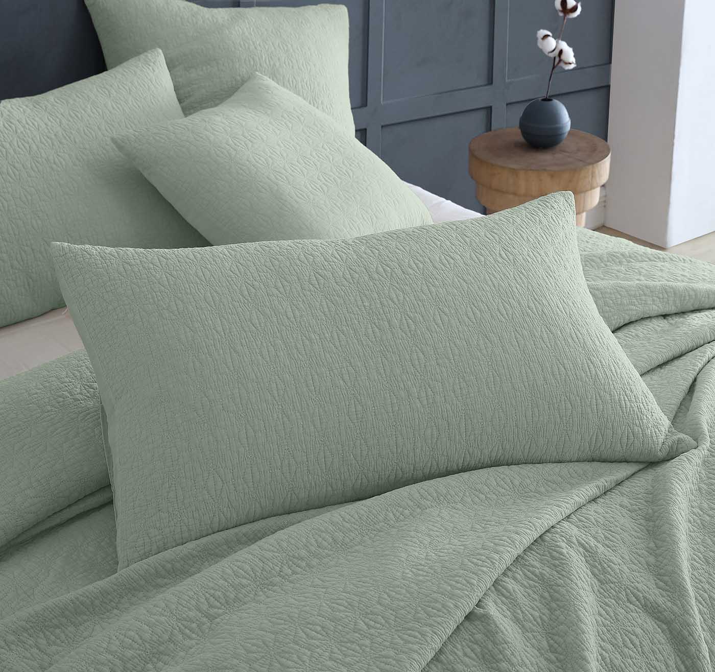 Kayo Sage Pillowcase Sham by Logan & Mason Platinum