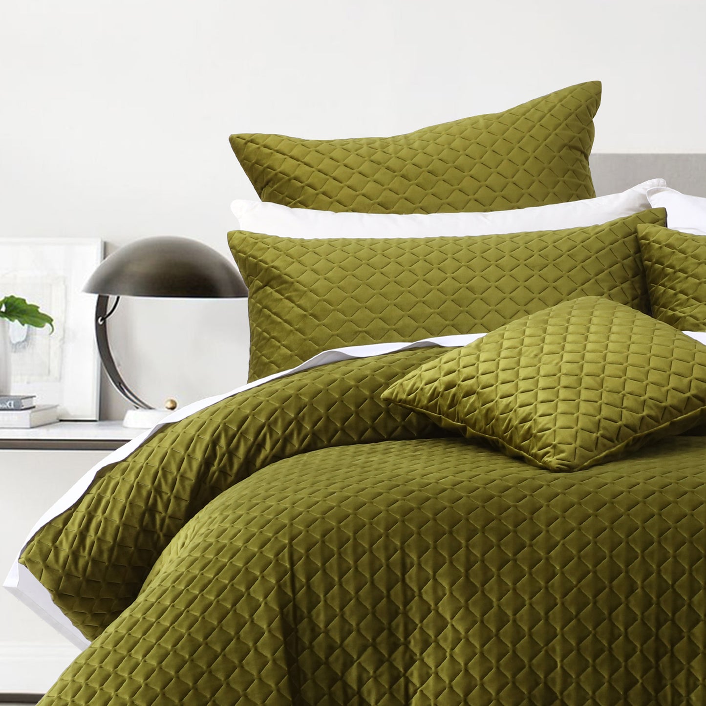 Alden Olive Quilt Cover Set by Bianca
