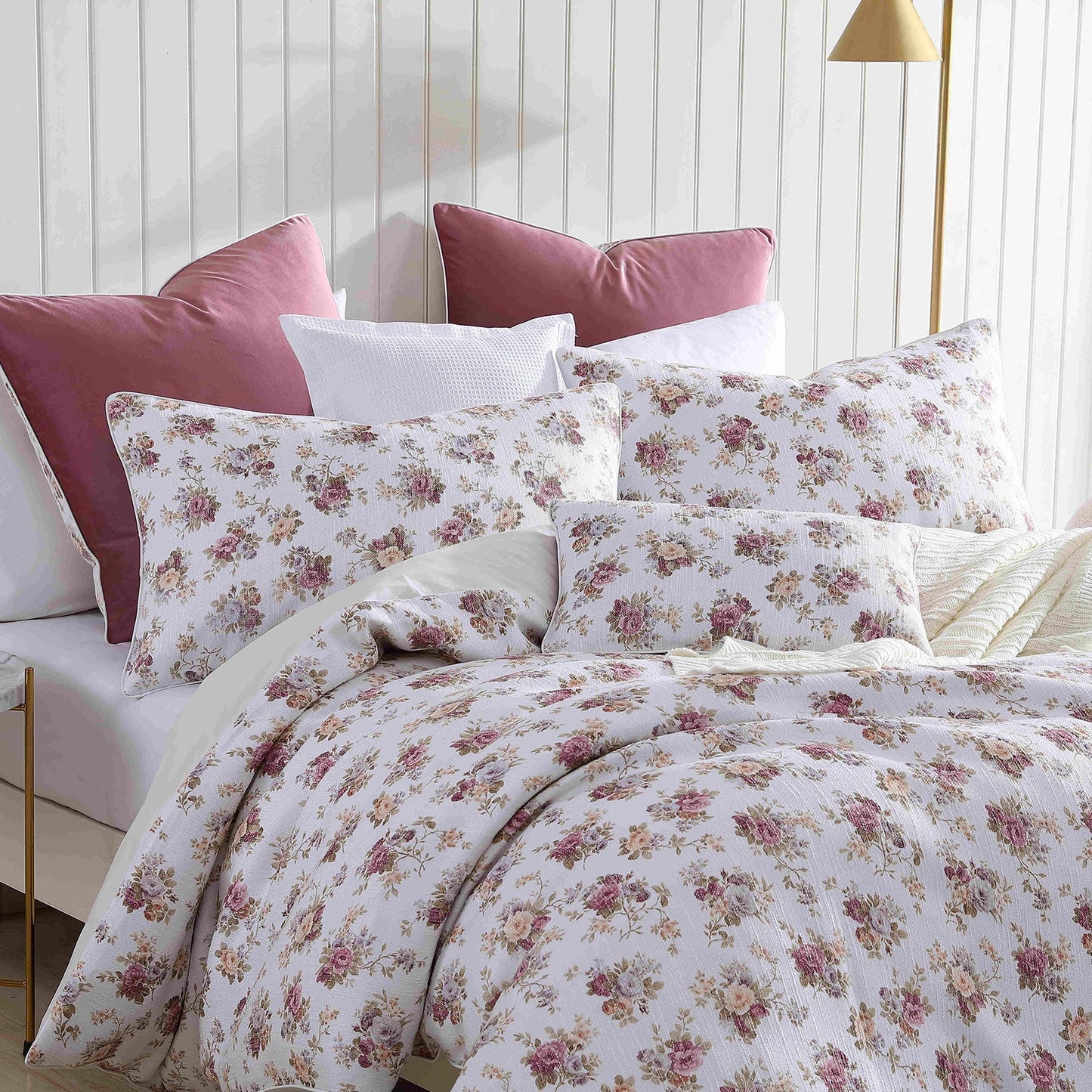 Rosette Plum Quilt Cover Set by Logan and Mason Platinum