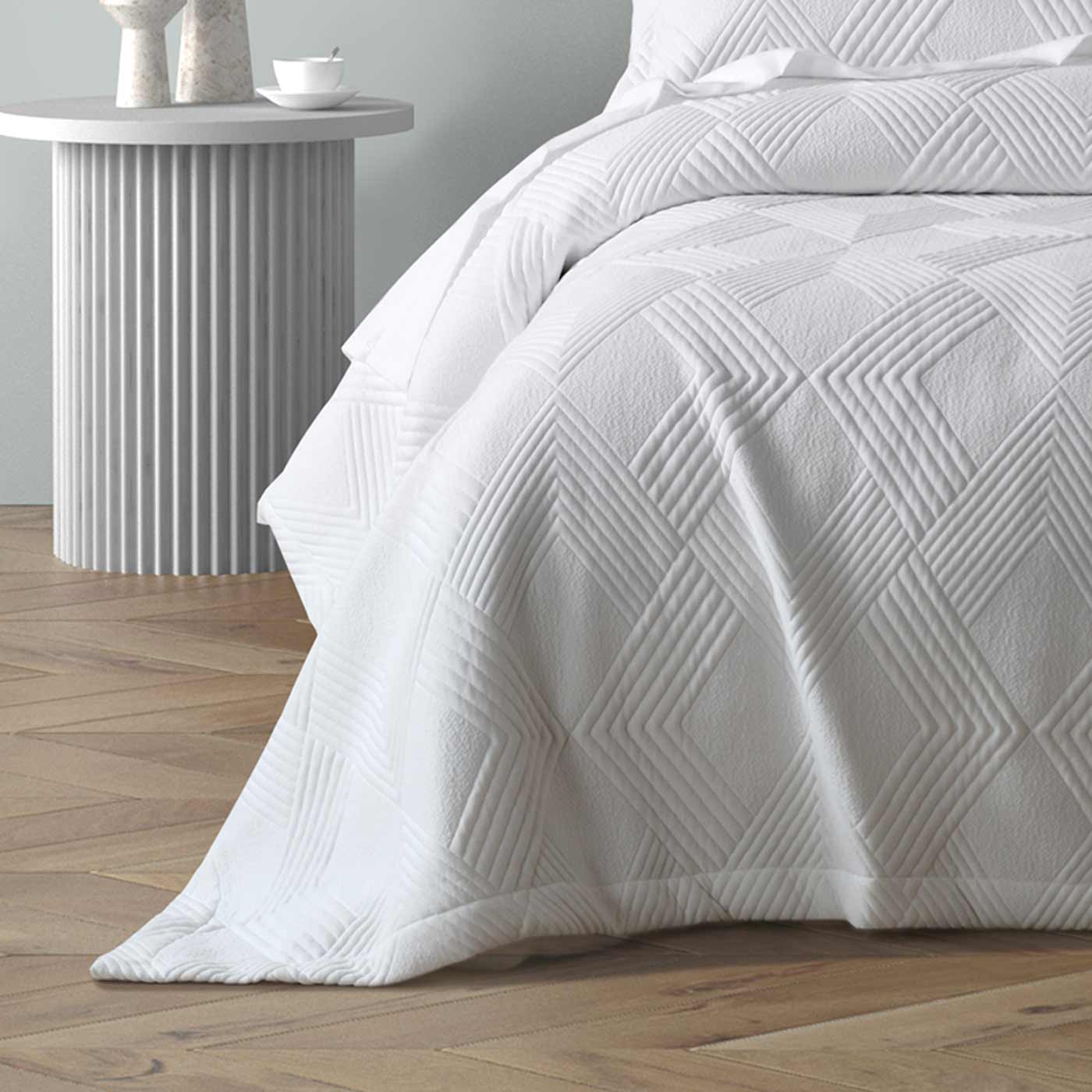 Cassiano White Jacquard Coverlet Set By Bianca