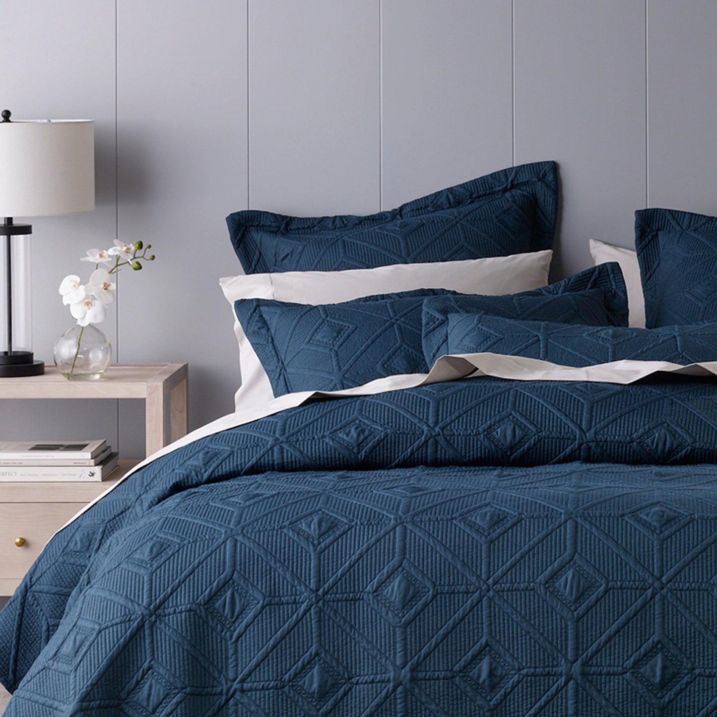 Kazimir Navy Coverlet Set By Bianca