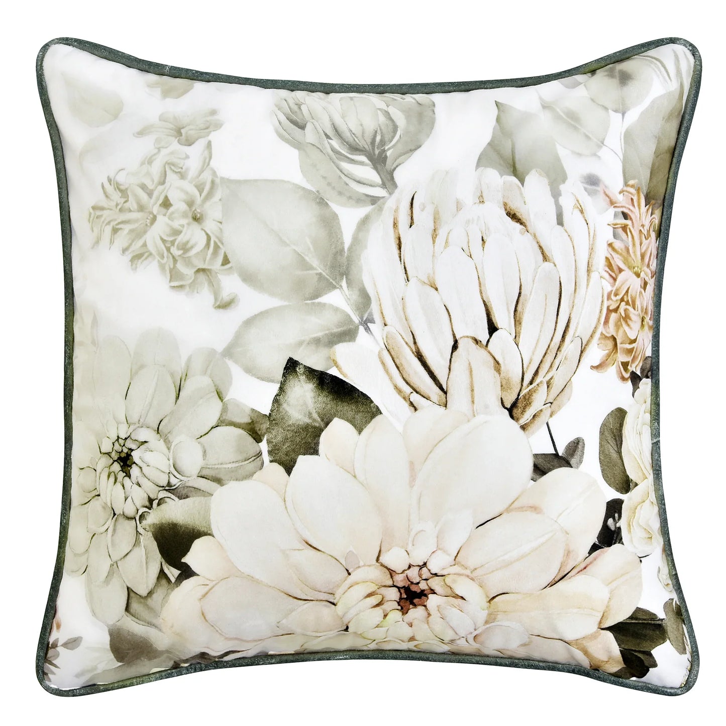 Giselle White Square Velvet Cushion by Bianca