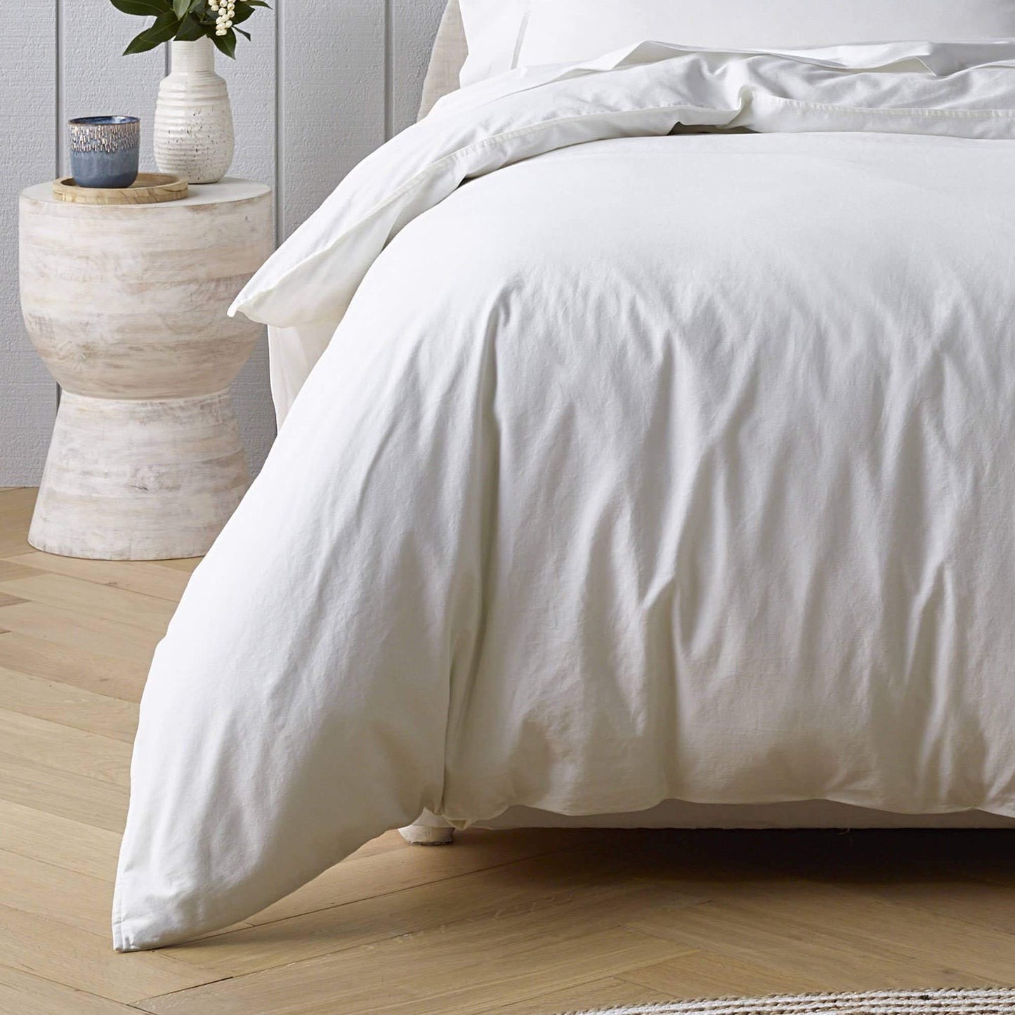 Riviera Organic Washed Cotton Quilt Cover Set Range White by Bianca