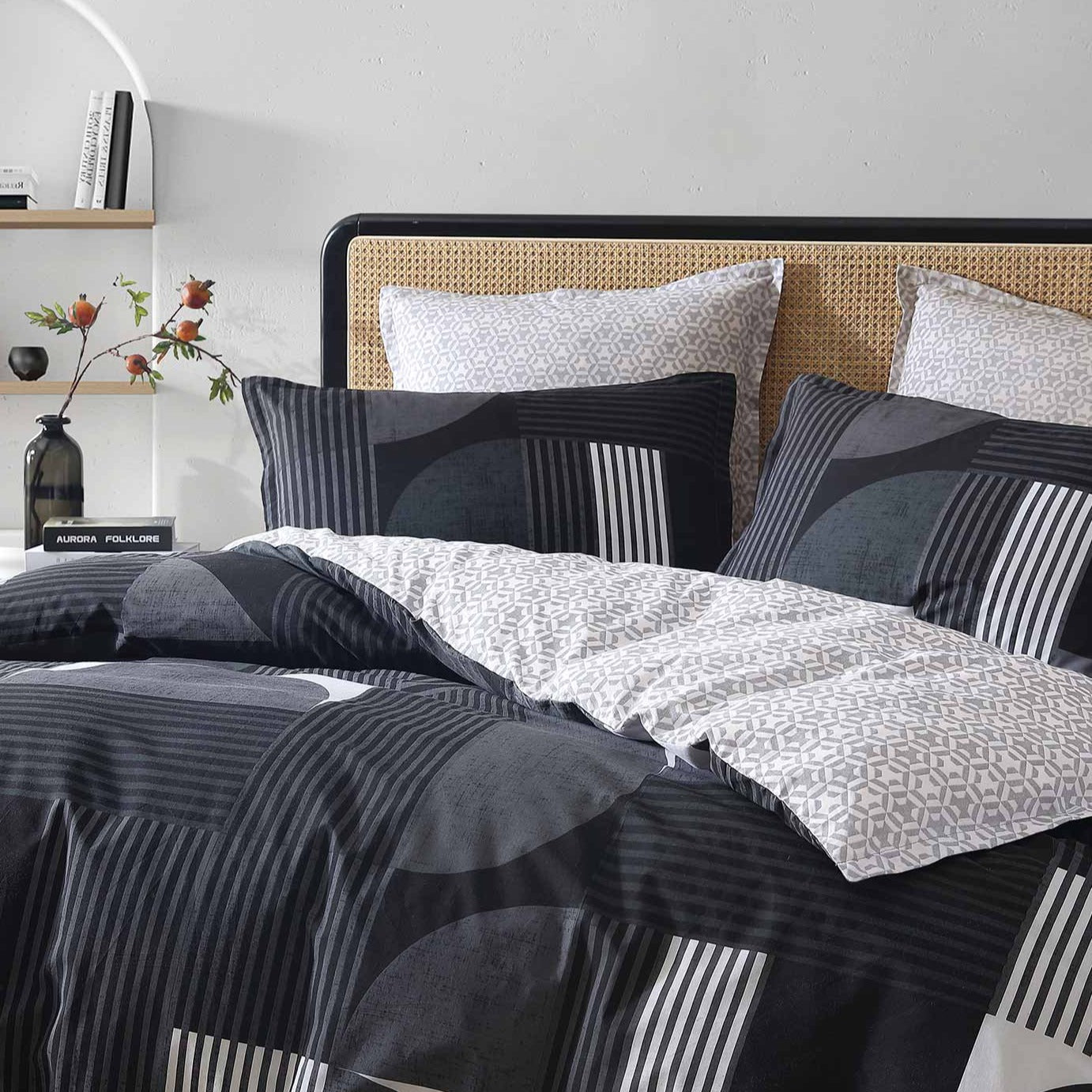 Taj Black Quilt Cover Set by Logan & Mason