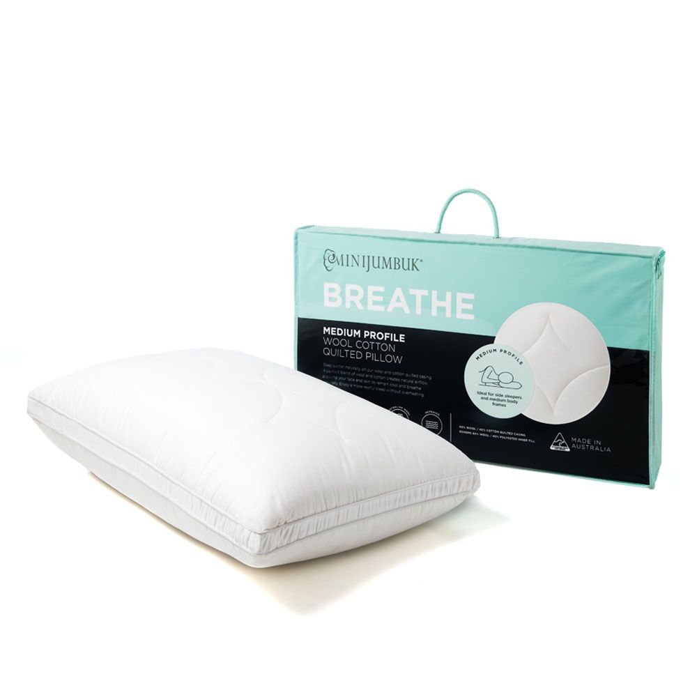 MiniJumbuk Breathe Wool Cotton Quilted Pillow MEDIUM Profile