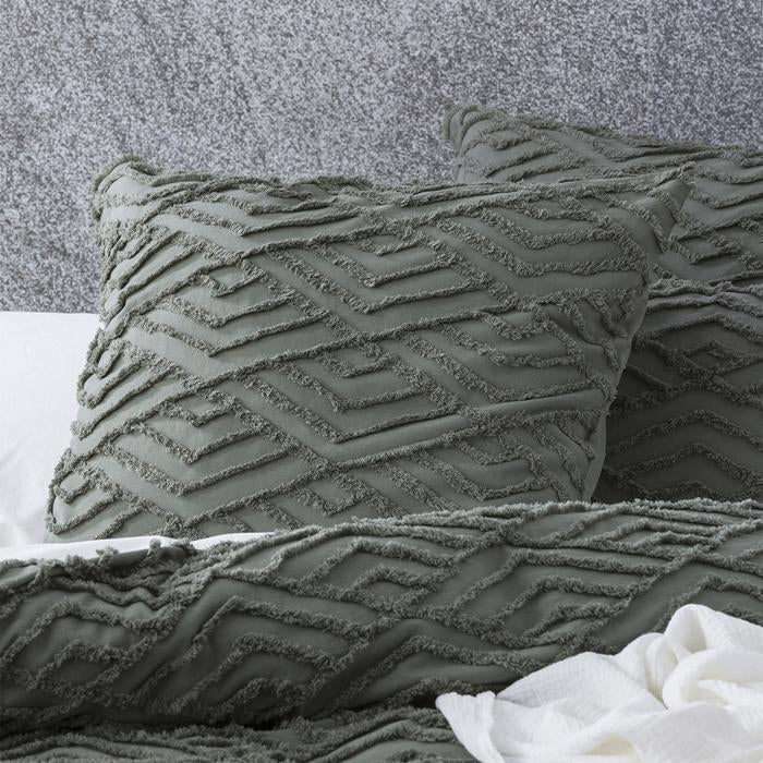 Chevvy Forest Vintage Washed Tufted Quilt Cover Set by Revive Living