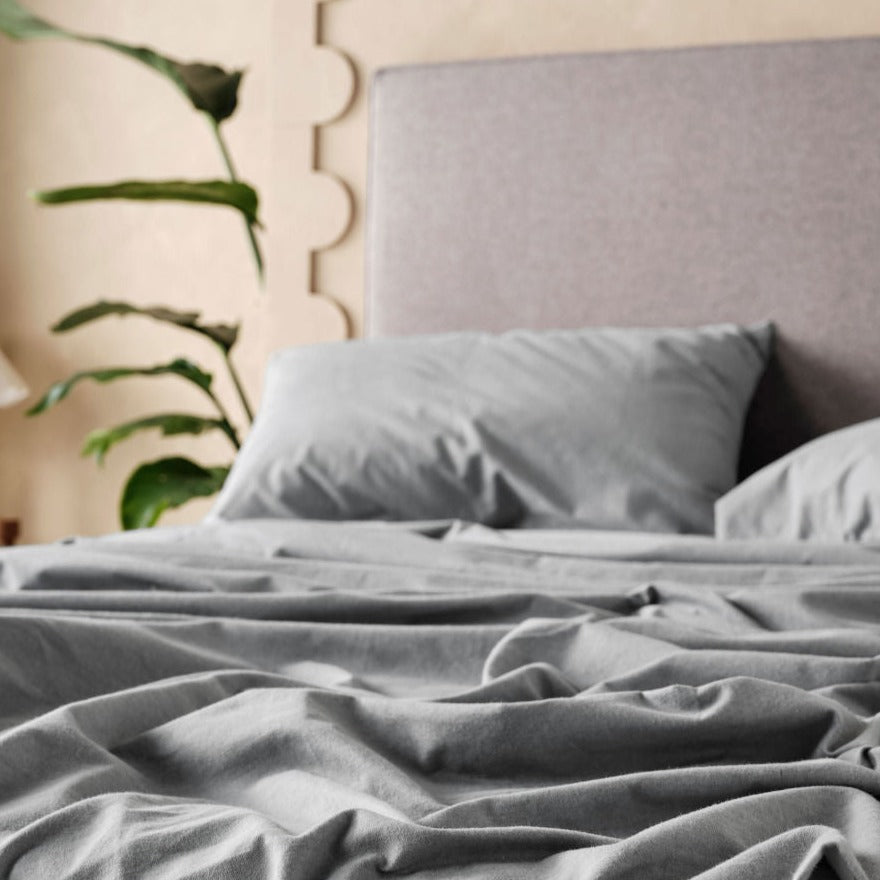 Flannelette Plain-Dyed Slate Sheet Set by LINEN HOUSE