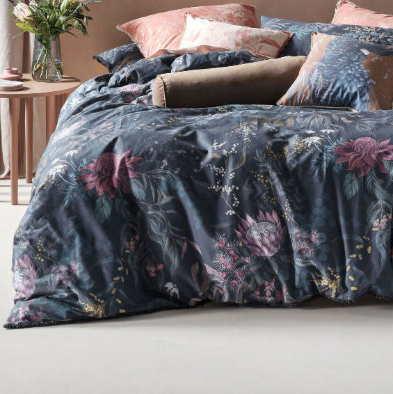 Acacia Garden Navy Quilt Cover Set by Linen House