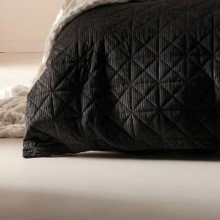 Heath Quilt Cover Set Black by Linen House