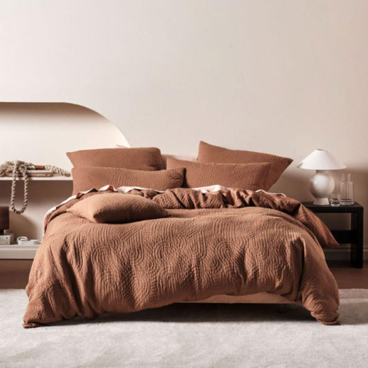 Lila Pecan Quilt Cover Set by Linen House