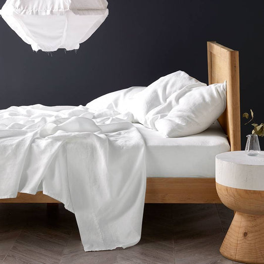 Nimes Pure Linen White Sheet Set by Linen House