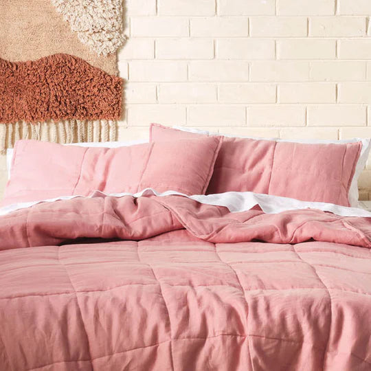 Nimes Rosette Linen Coverlet by Linen House