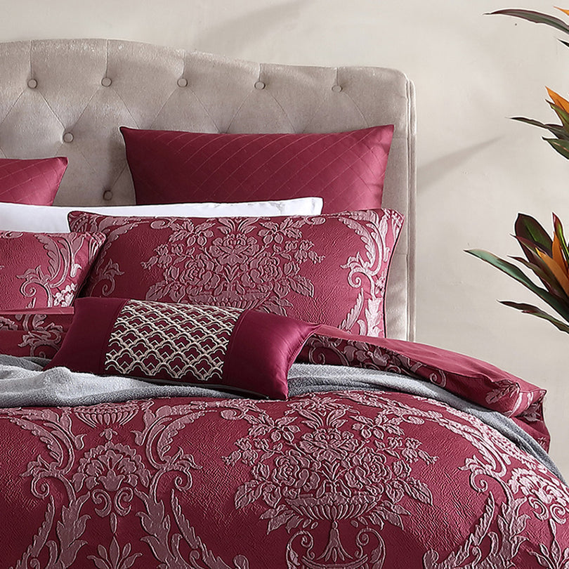 Lisbon Cabernet Quilt Cover Set by Logan and Mason Platinum