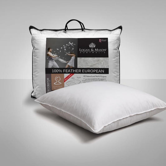 100% Feather European Pillow by Logan & Mason