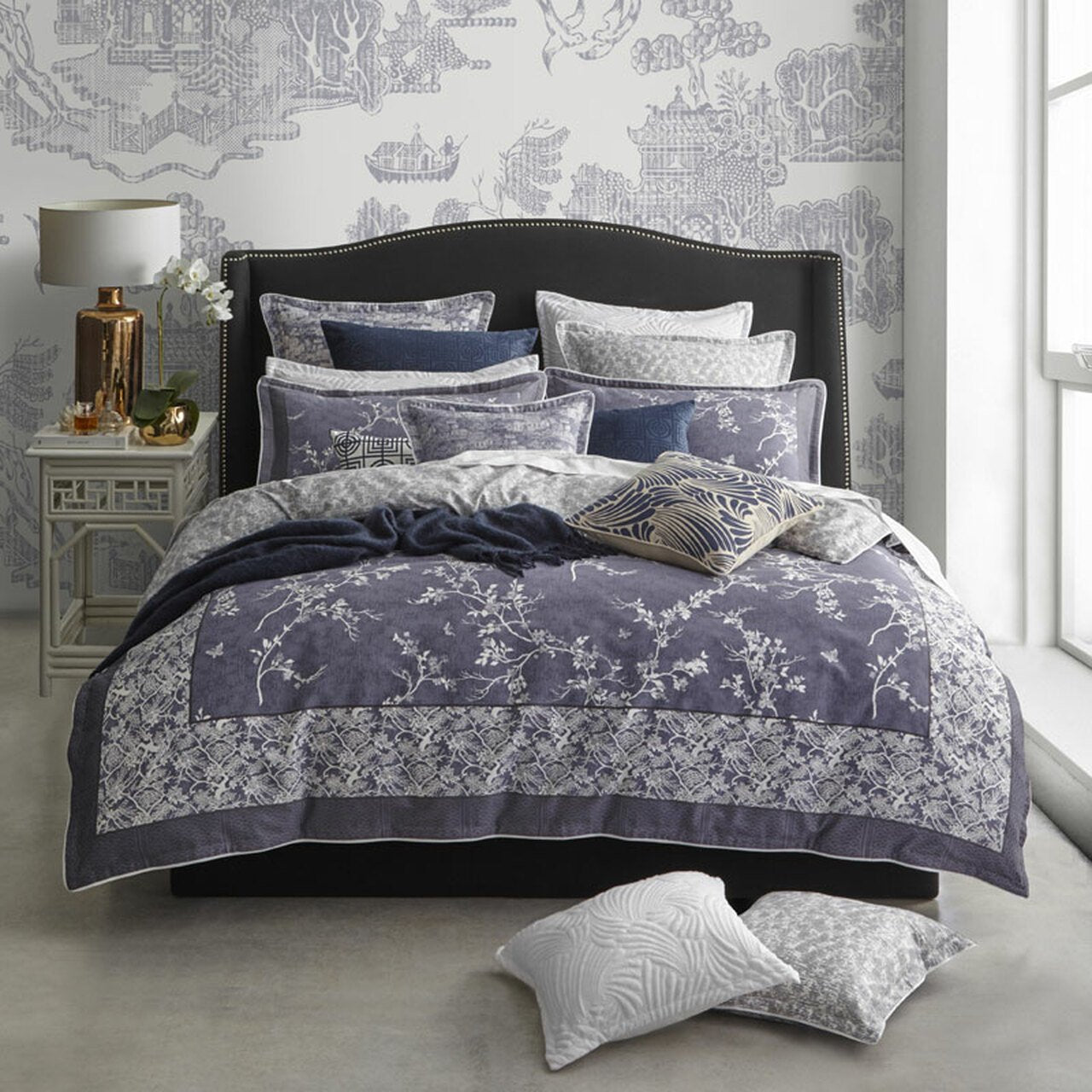 Oriental Denim Quilt Cover Set By Florence Broadhurst