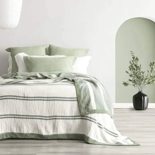 Brighton Washed Cotton Textured Blanket PISTACHIO By Renee Taylor