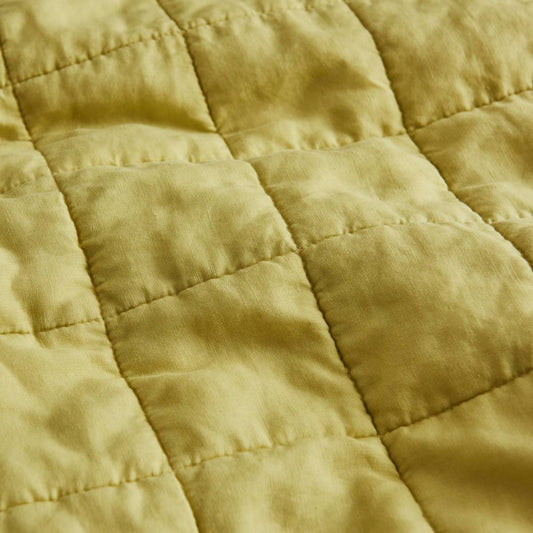 Abbotson Chartreuse Linen Quilted European Pillowsham by Sheridan