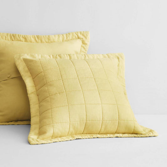 Abbotson Chartreuse Linen Quilted European Pillowcase by Sheridan